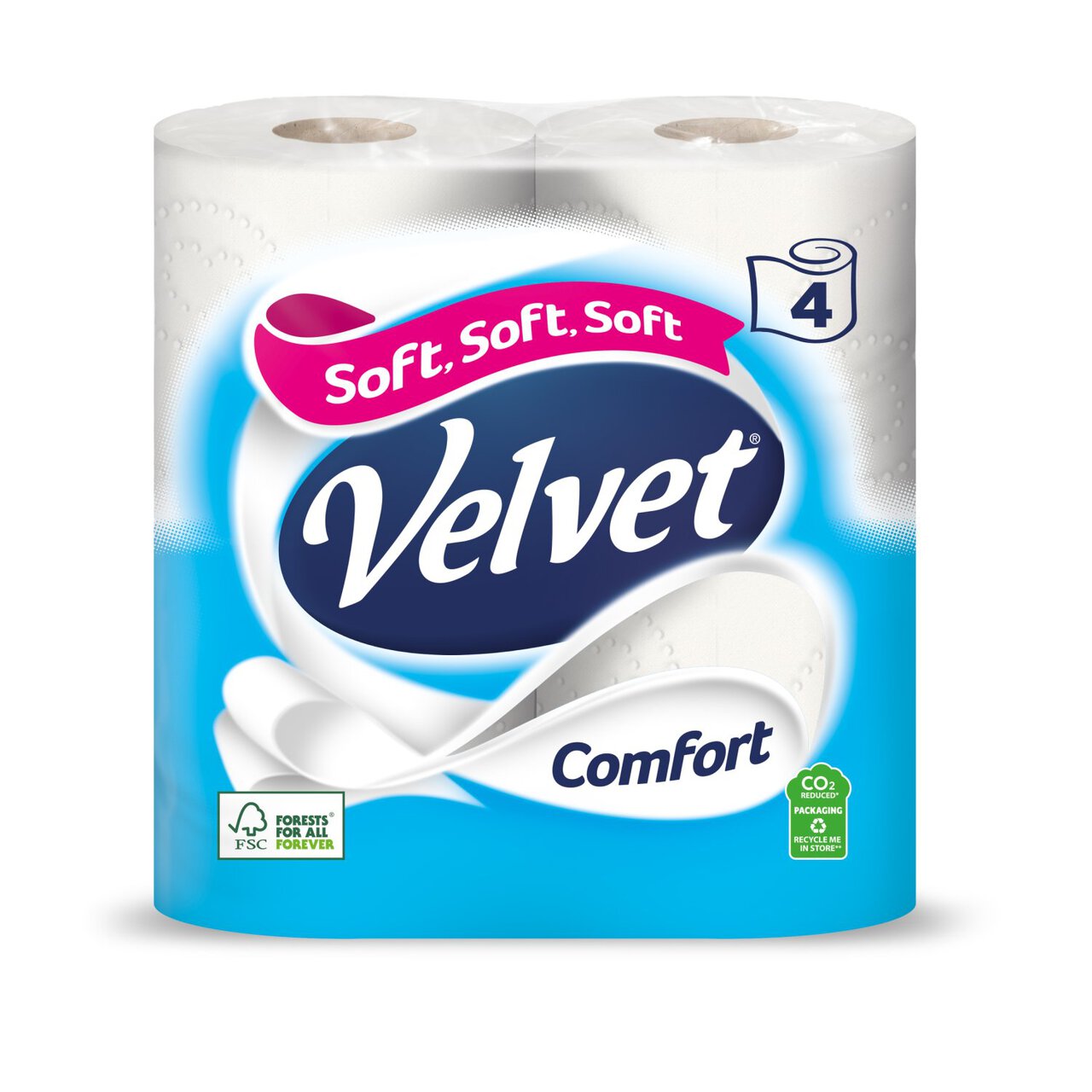 Velvet 1 Ply Toilet Tissue (4 Rolls)